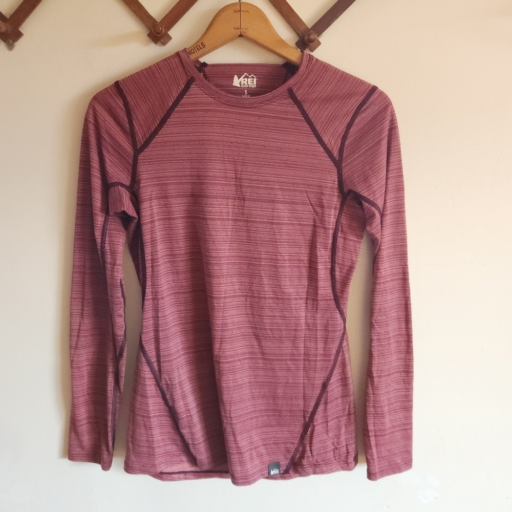 REI Co-op Maroon Long Sleeve Shirt Baselayer Stretchy Small S
